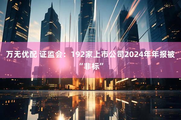 万无优配 证监会：192家上市公司2024年年报被“非标”